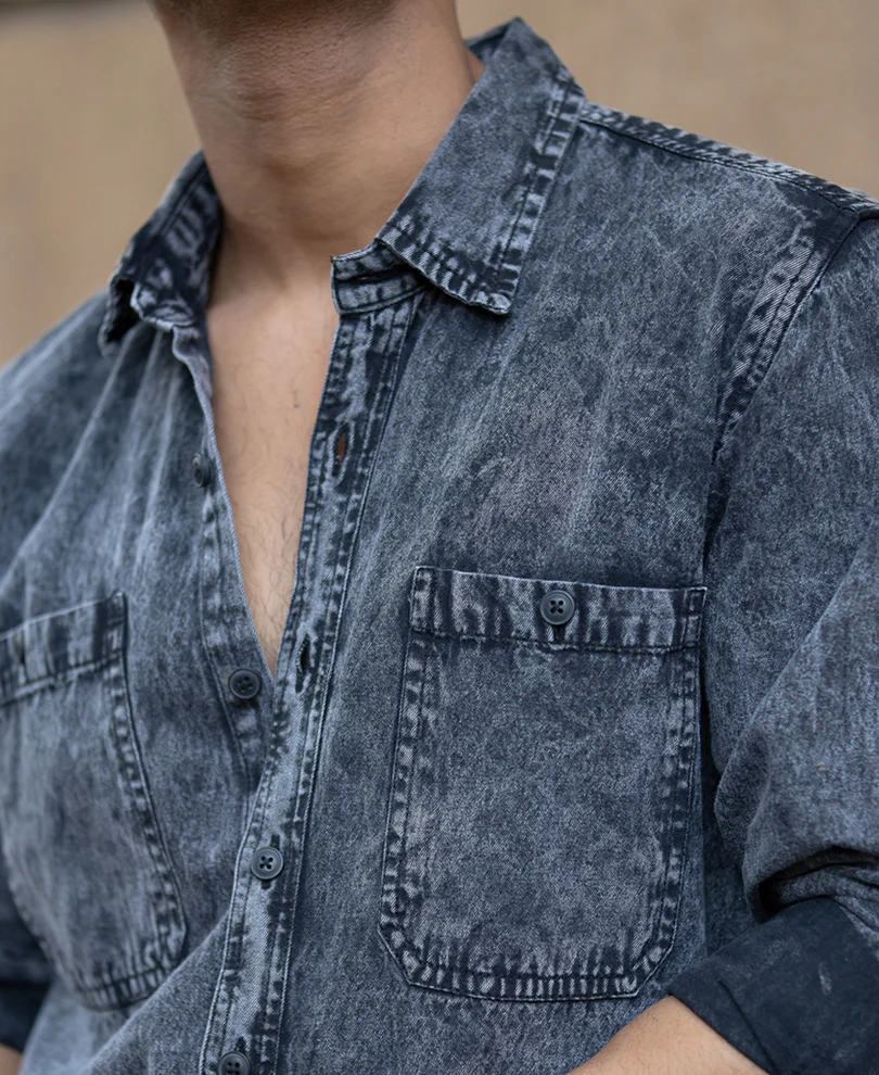 Carbon Black Regular Fit Full Sleeves Shirt - Image 5