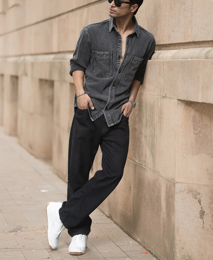 Charcoal Washed Denim Overshirt - Image 7