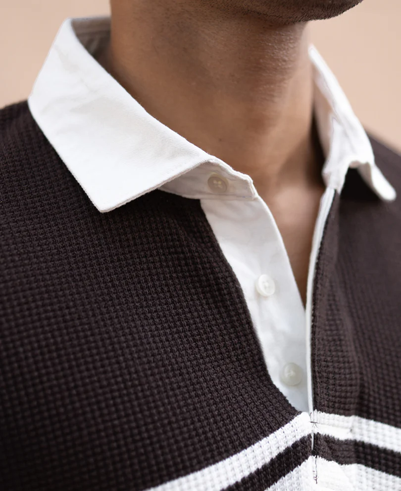Coffee Brown Structured Stripe Sweatshirt - Image 4