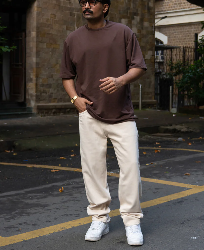 Cream Baggy Fit Jeans - Image 7