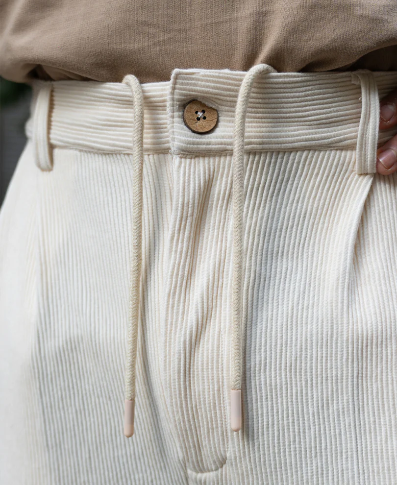 Cream Knit Pleated Trousers - Image 5