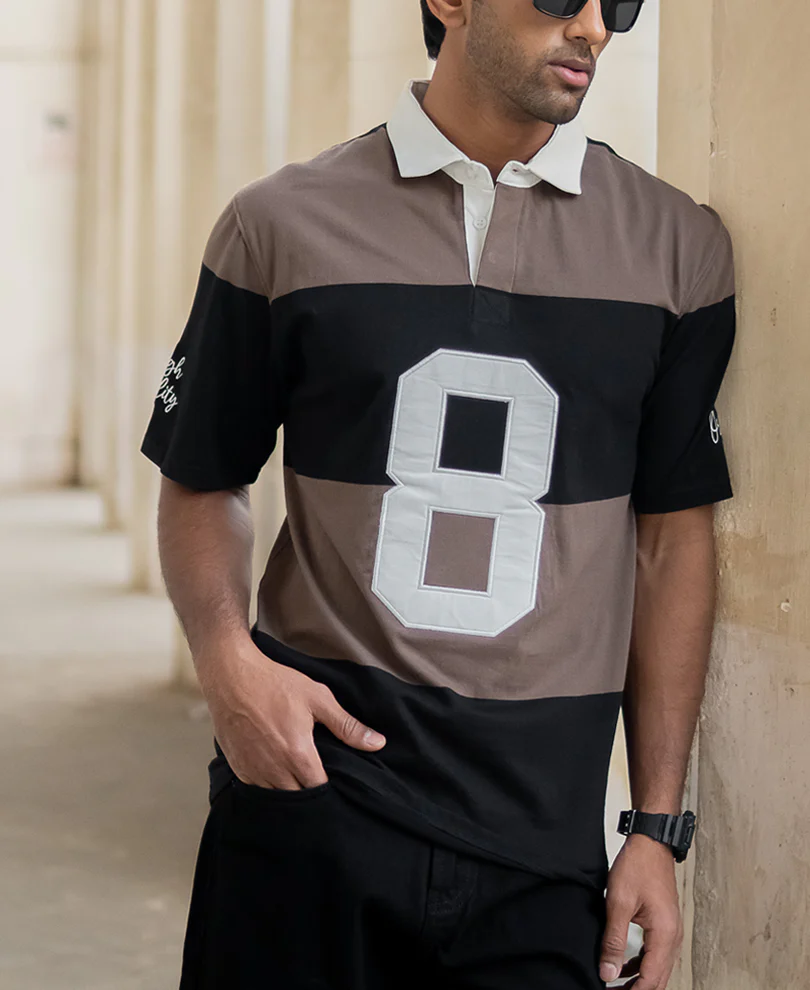 Beige Embroidered Stripe T-Shirt - Image 2