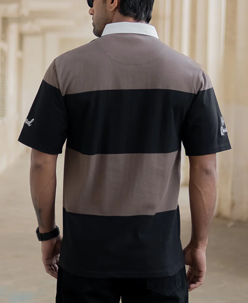Beige Embroidered Stripe T-Shirt - Image 4
