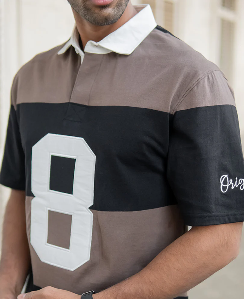 Beige Embroidered Stripe T-Shirt - Image 5