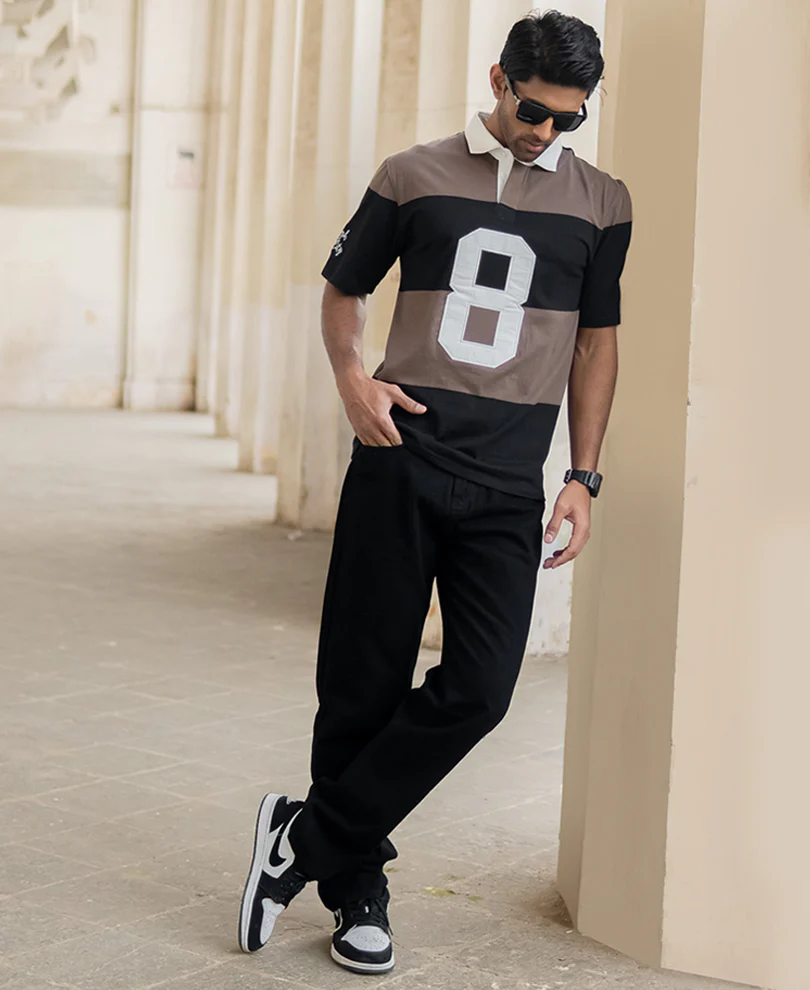 Beige Embroidered Stripe T-Shirt - Image 6