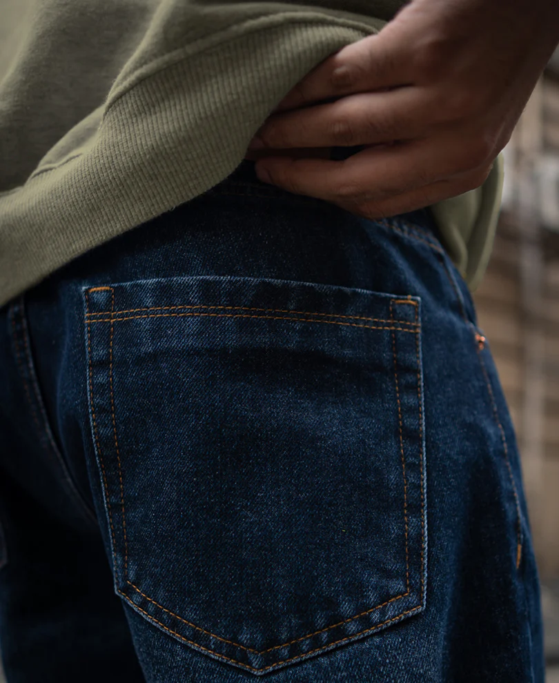 Dark Blue Basic Baggy Fit Denim Jeans - Image 5