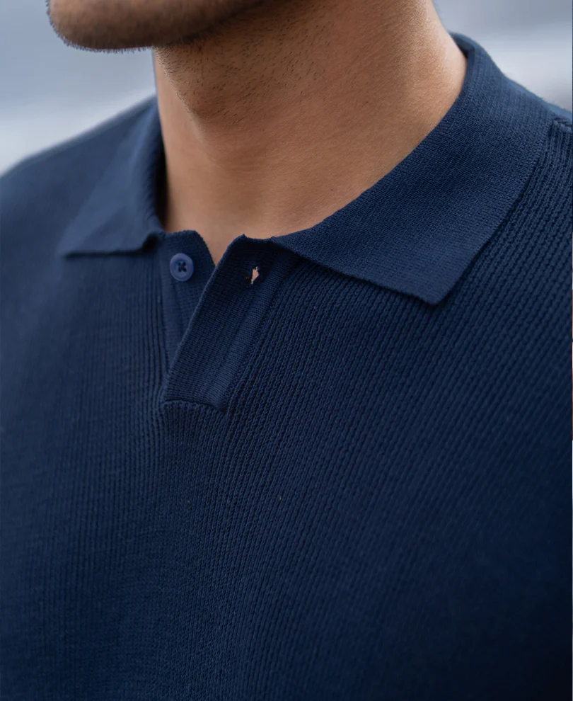 Dark Blue Knitted Ombre T-Shirt - Image 5