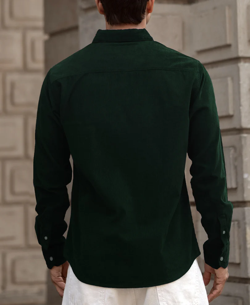 Dark Green Corduroy Buttondown Shirt - Image 4