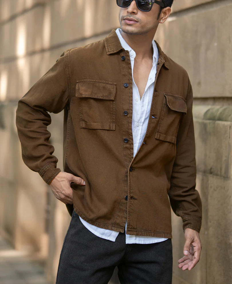Dark Brown Denim Overshirt - Image 2
