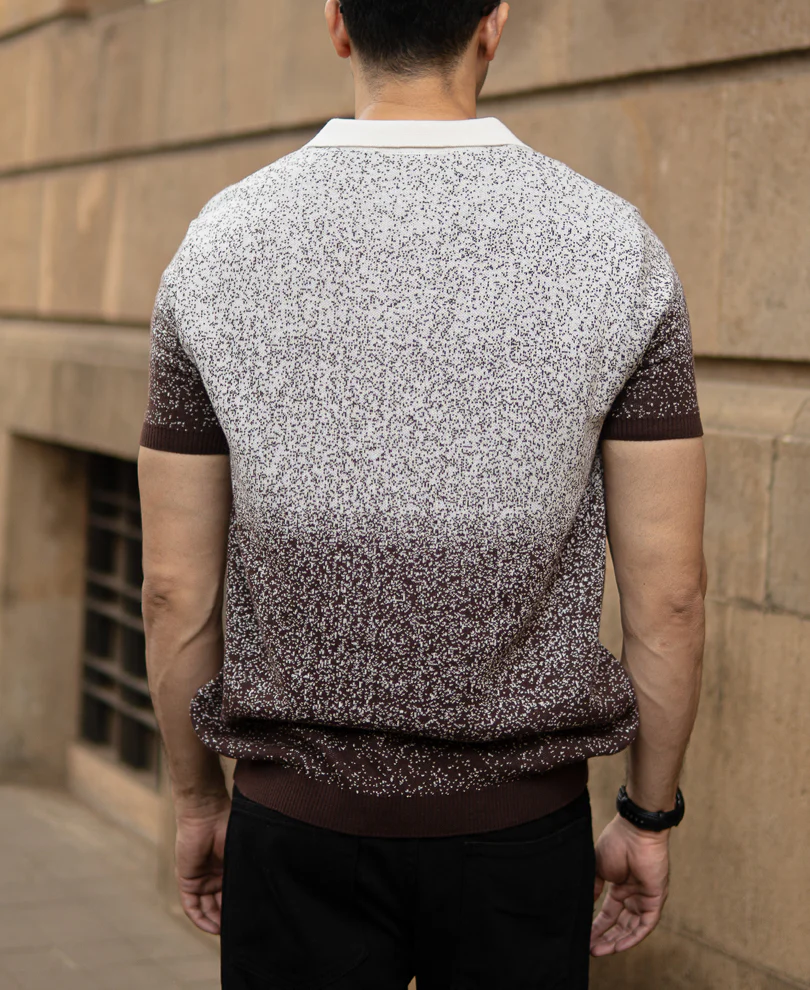 Dark Brown Ombre Jacquard T-Shirt - Image 5