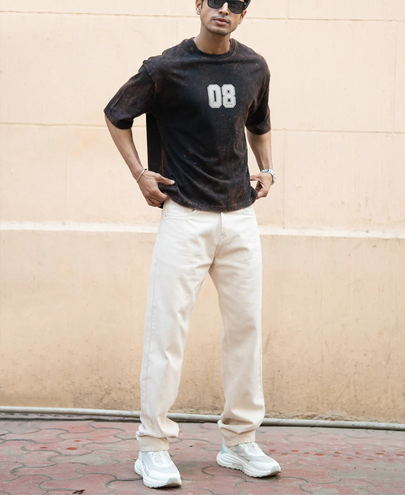 Dark Brown Washed Printed T-Shirt - Image 7