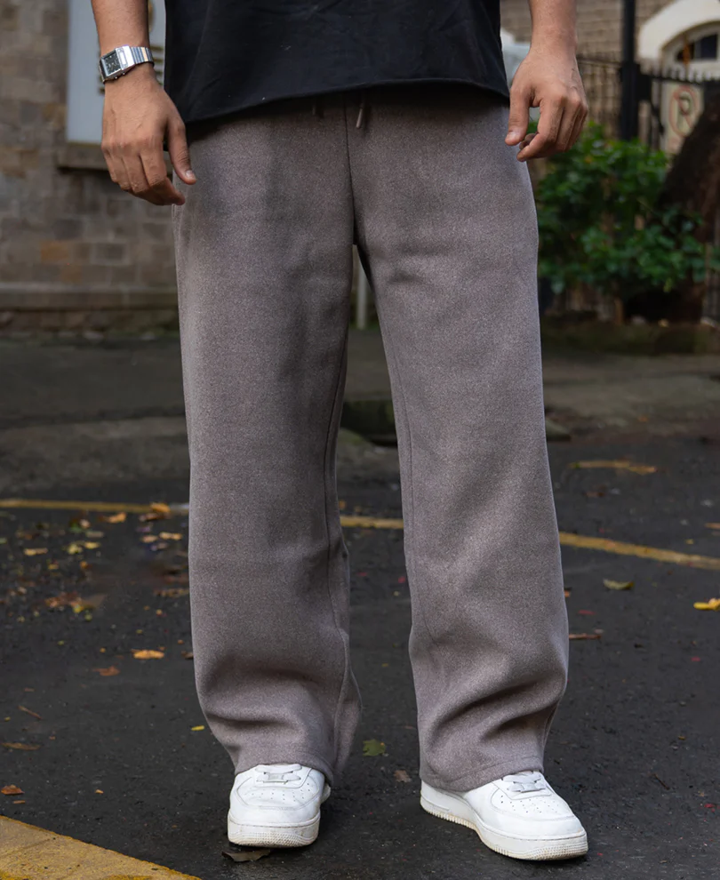 Brown Melange Baggy Trackpants - Image 2