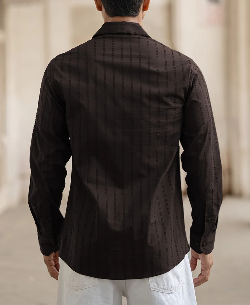 Dark Grey Structured Regular Fit Shirt - Image 3
