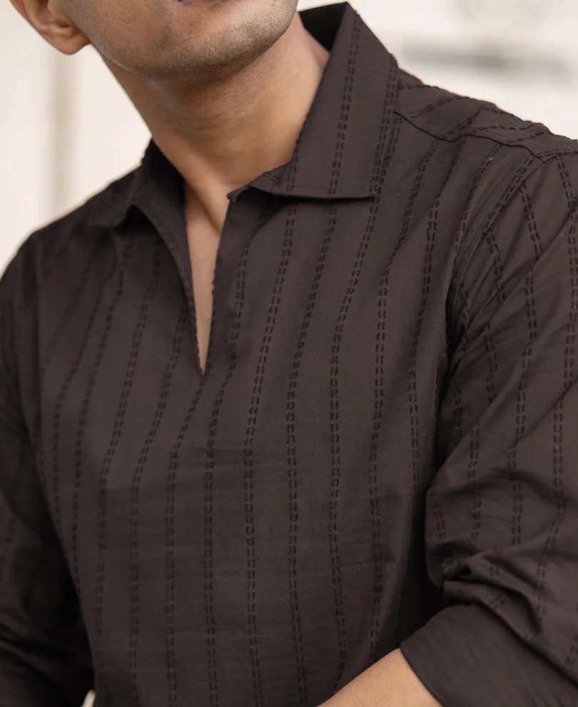 Dark Grey Structured Regular Fit Shirt - Image 4