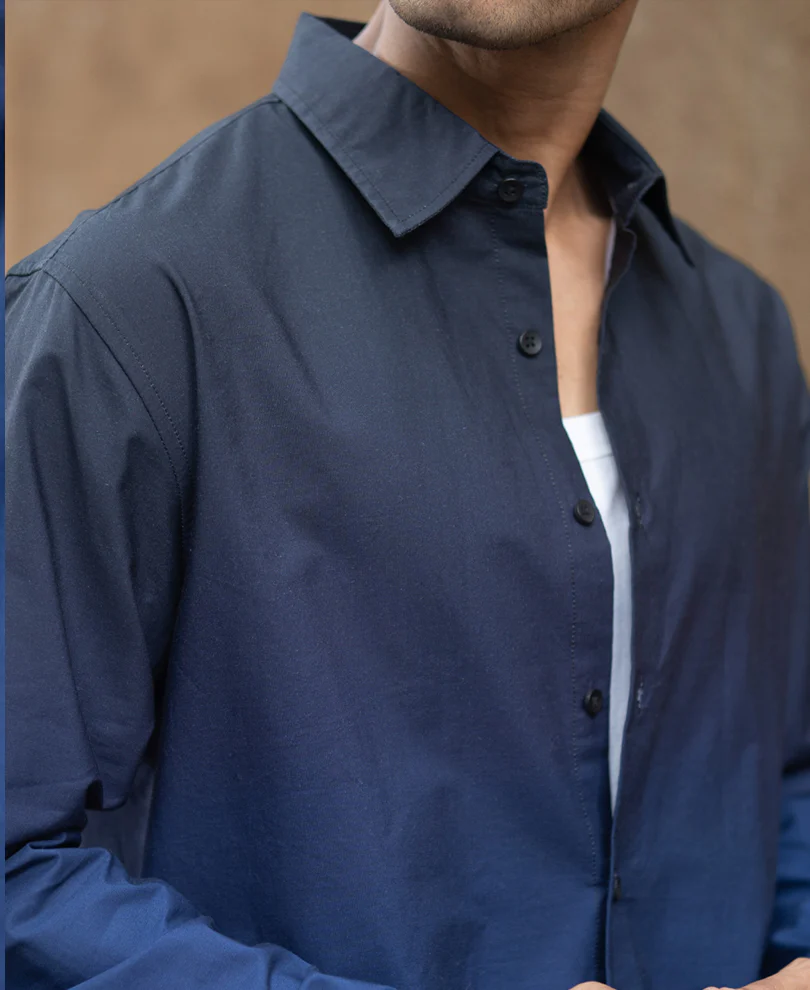 Dark Navy Ombre Print Shirt - Image 4