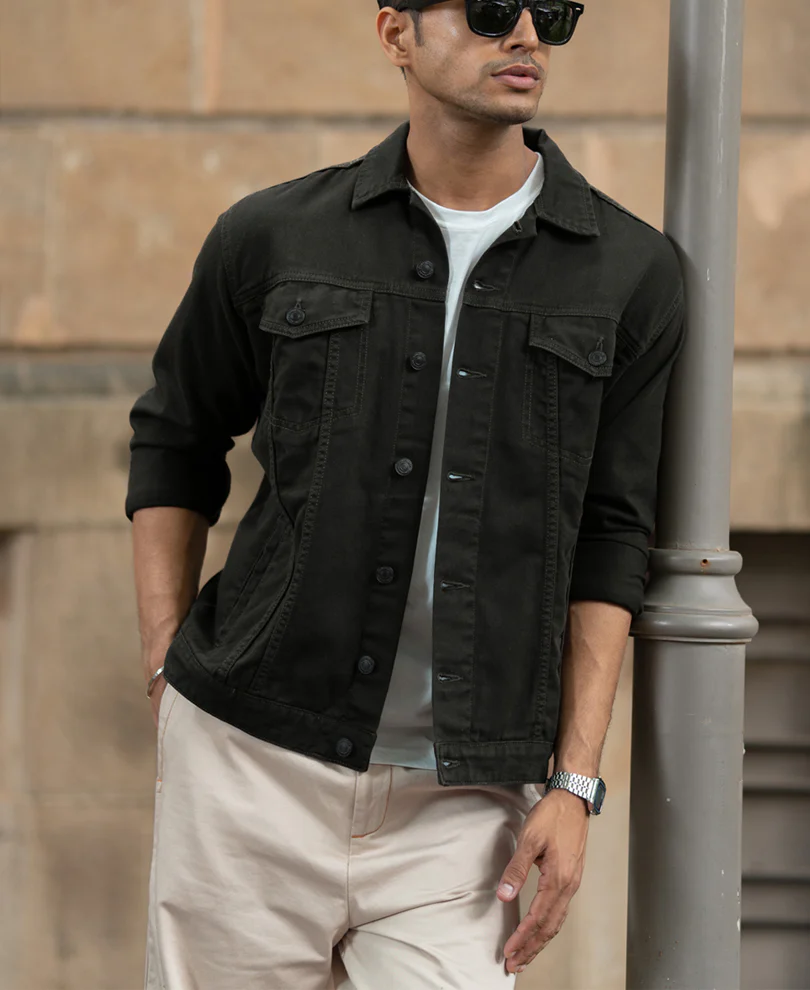 Dark Olive Denim Jacket - Image 2