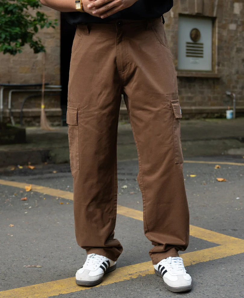 Dark Tan Cotton Baggy Cargo Pant - Image 3