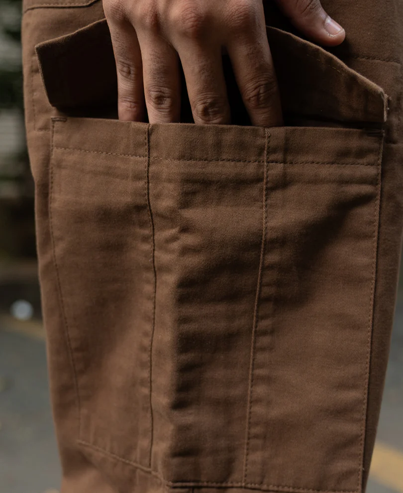 Dark Tan Cotton Baggy Cargo Pant - Image 5
