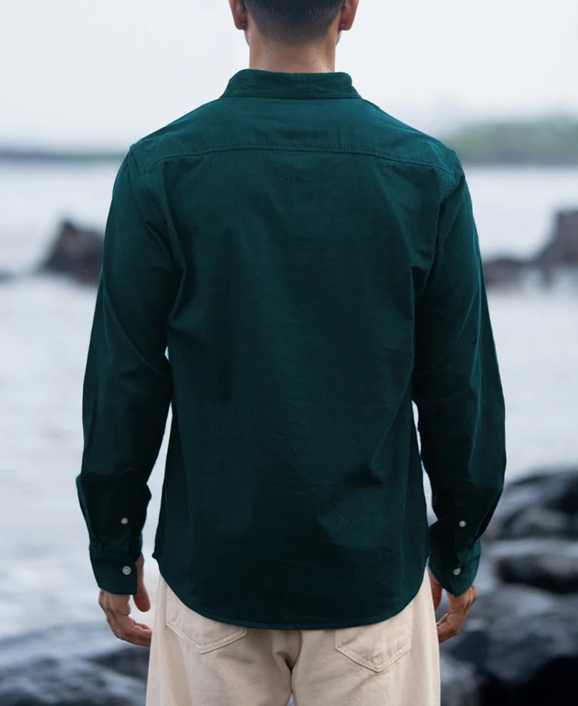 Dark Teal Corduroy Buttondown Shirt - Image 5