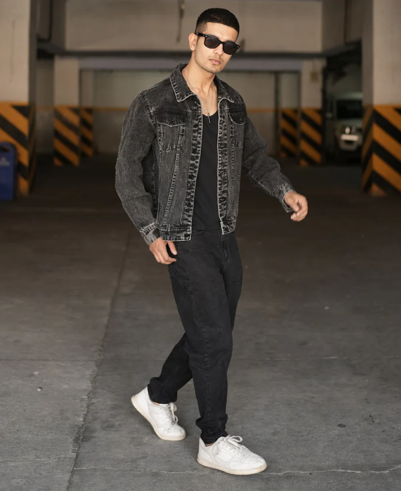 Dusty Black Ripped Denim Jacket - Image 4