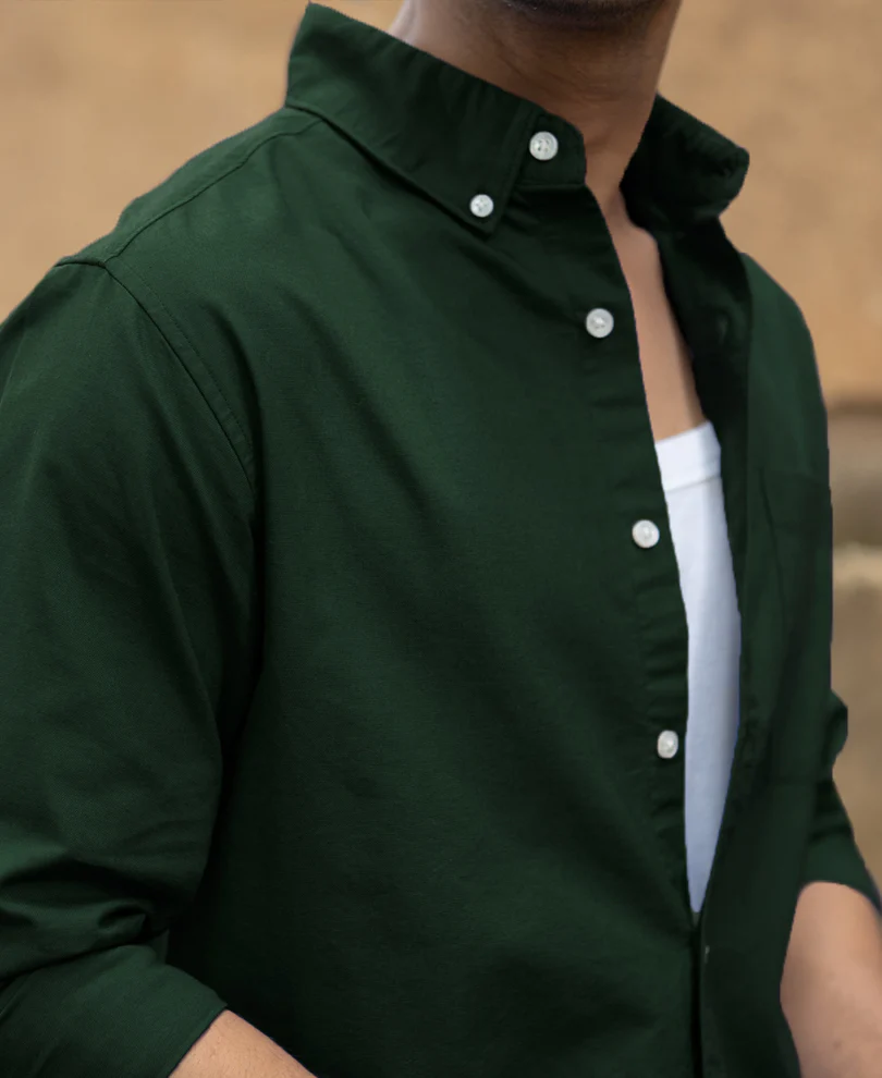 Emerald Green Cotton Oxford Shirt - Image 4