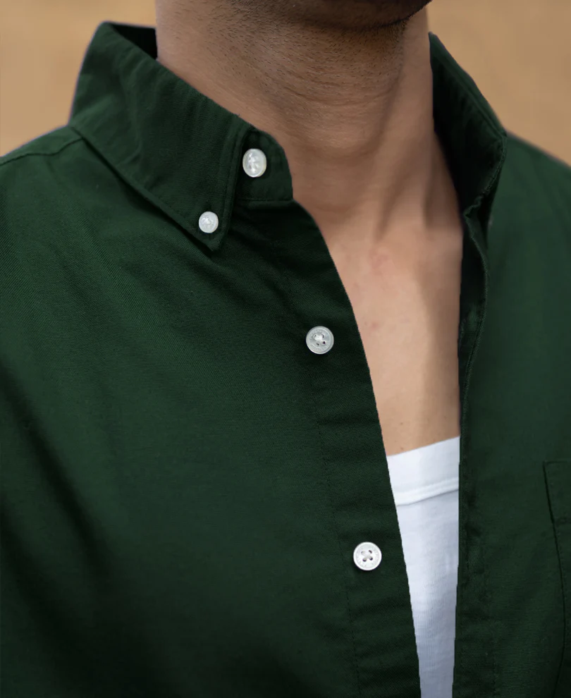 Emerald Green Cotton Oxford Shirt - Image 5
