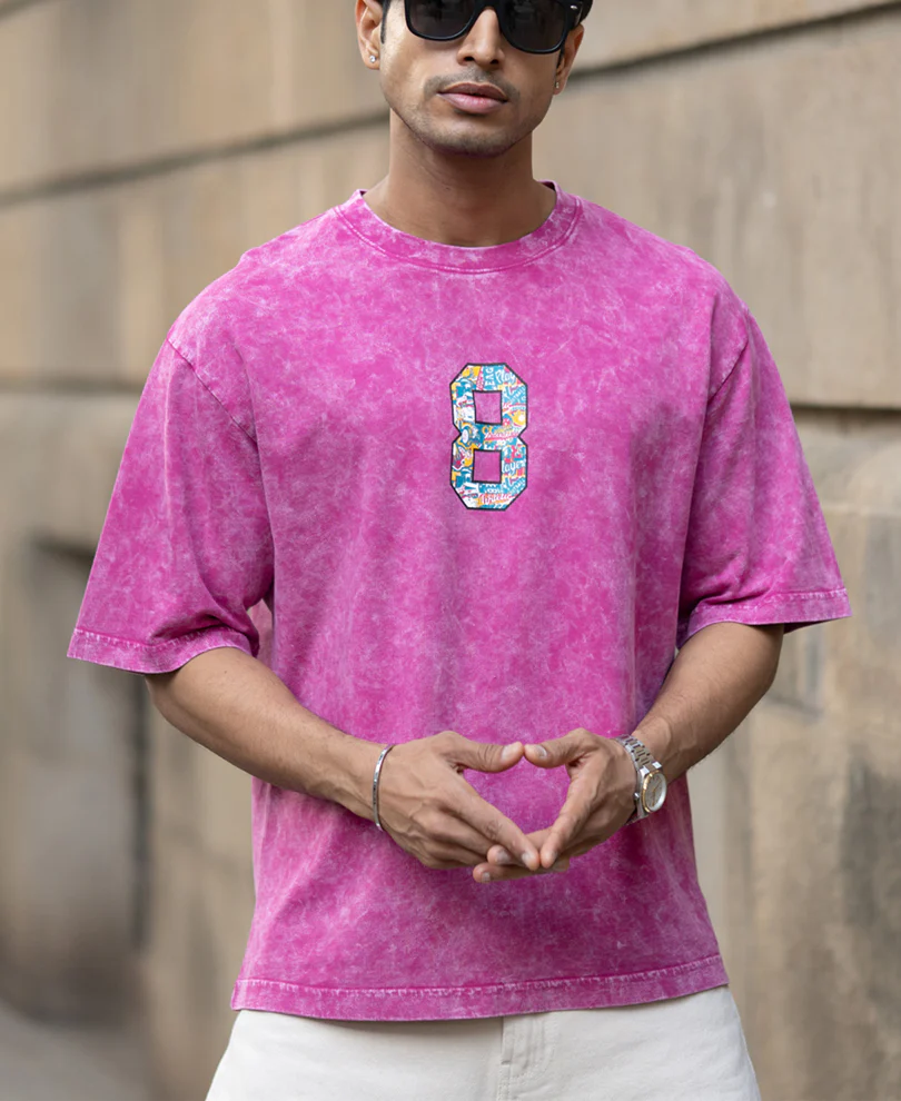 Fuchsia Pink Washed T-Shirt - Image 3