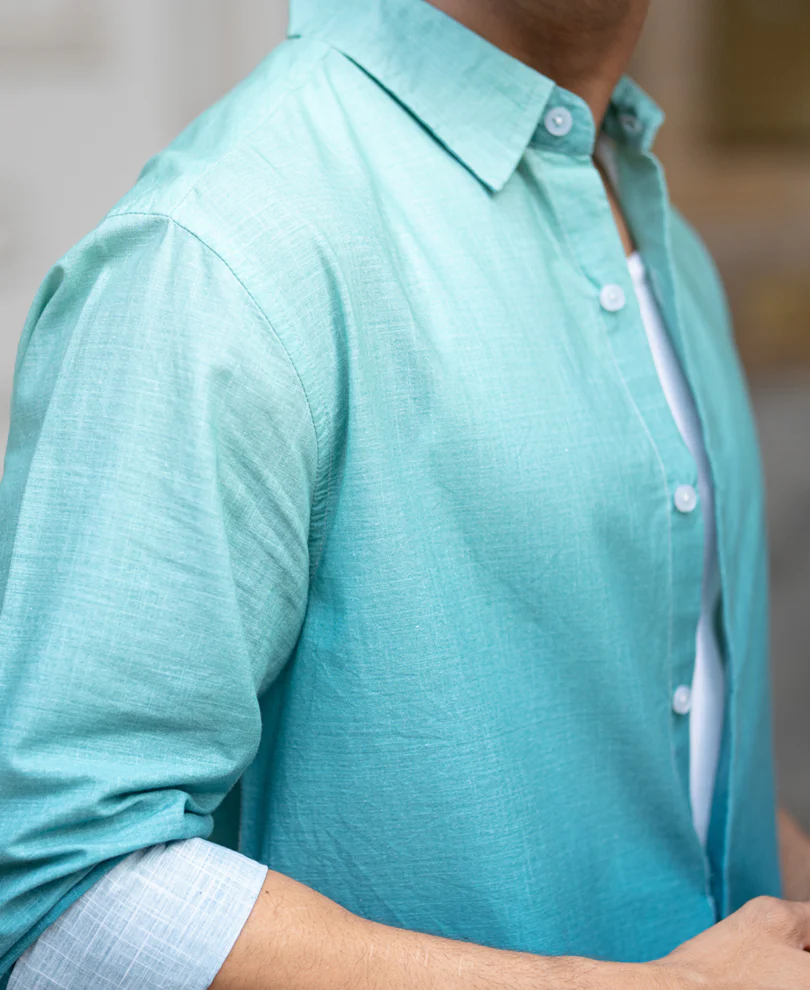 Green & Blue Lightweight Ombre Shirt - Image 4