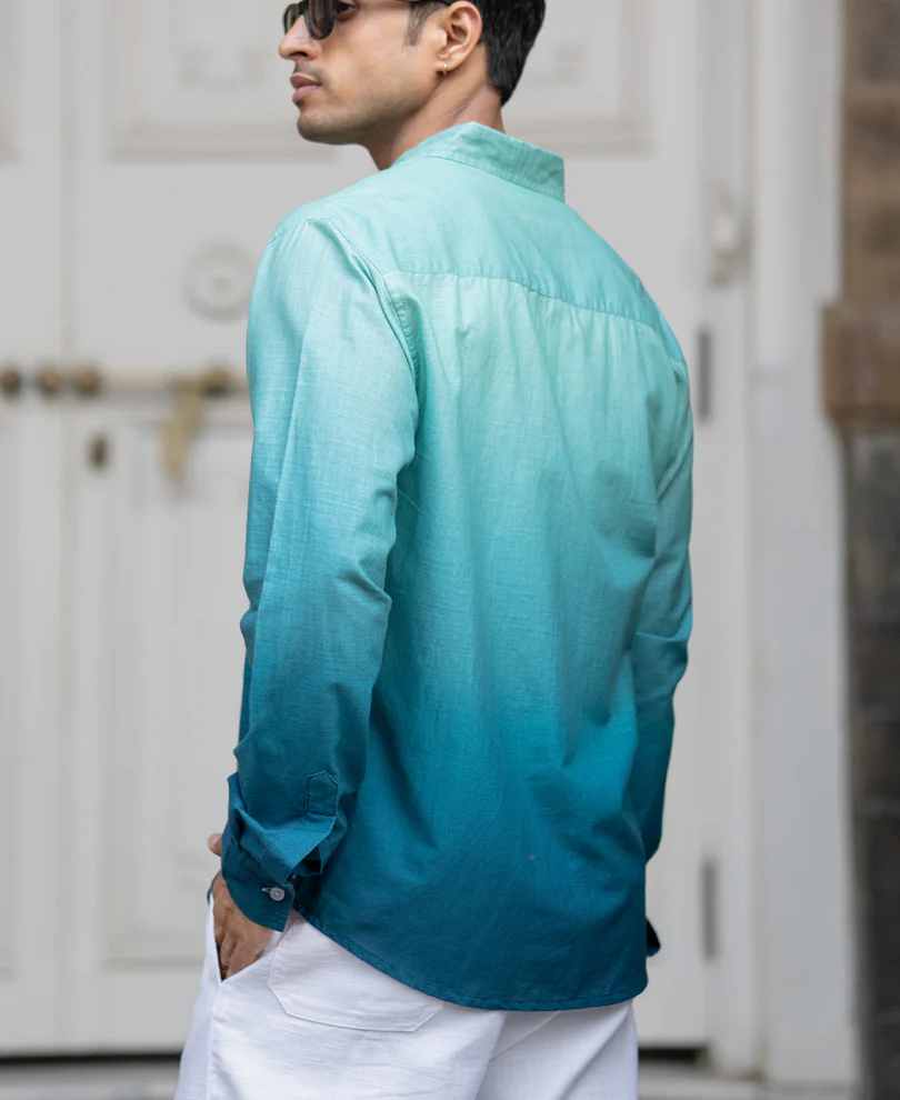Green & Blue Lightweight Ombre Shirt - Image 6