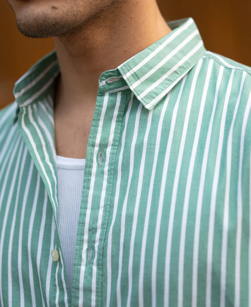 Green Lightweight Stripe Shirt - Image 4