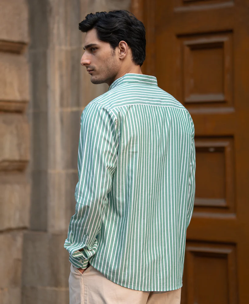 Green Lightweight Stripe Shirt - Image 5