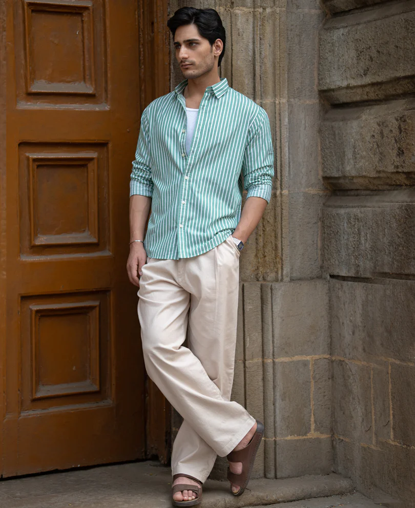 Green Lightweight Stripe Shirt - Image 6