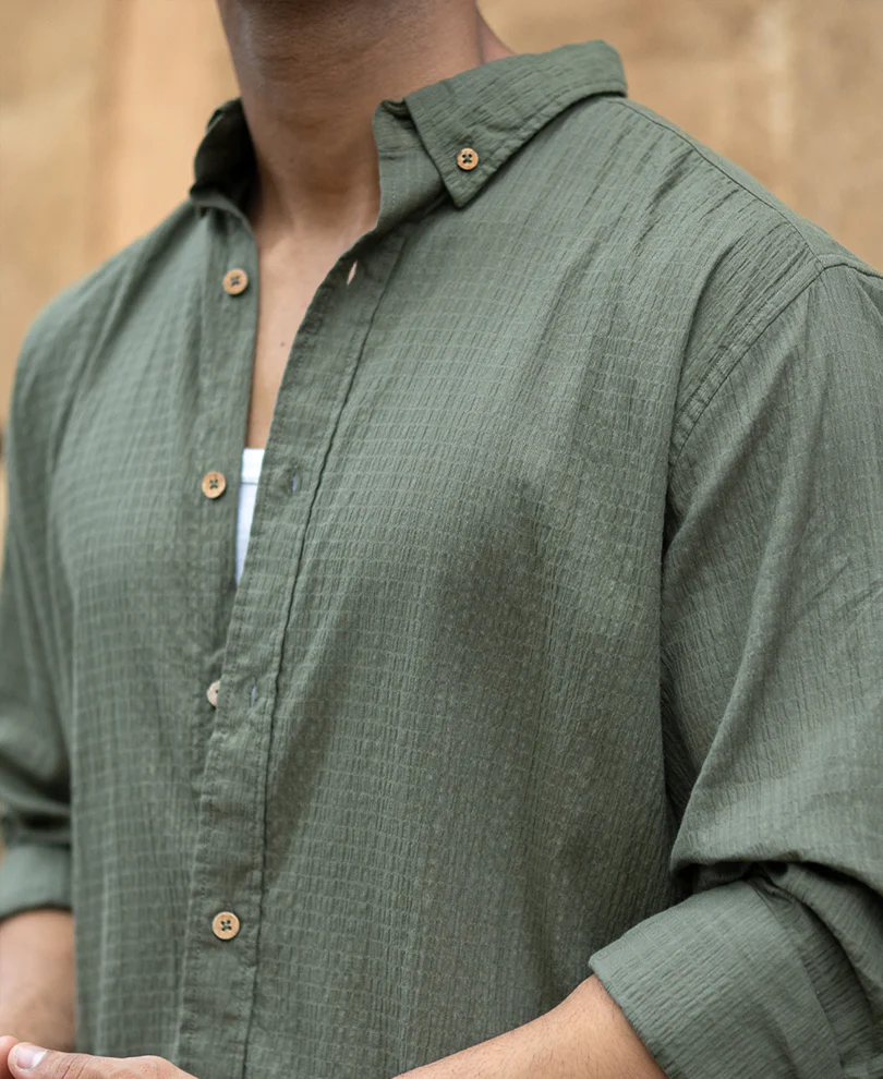 Green Lightweight Structured Shirt - Image 4