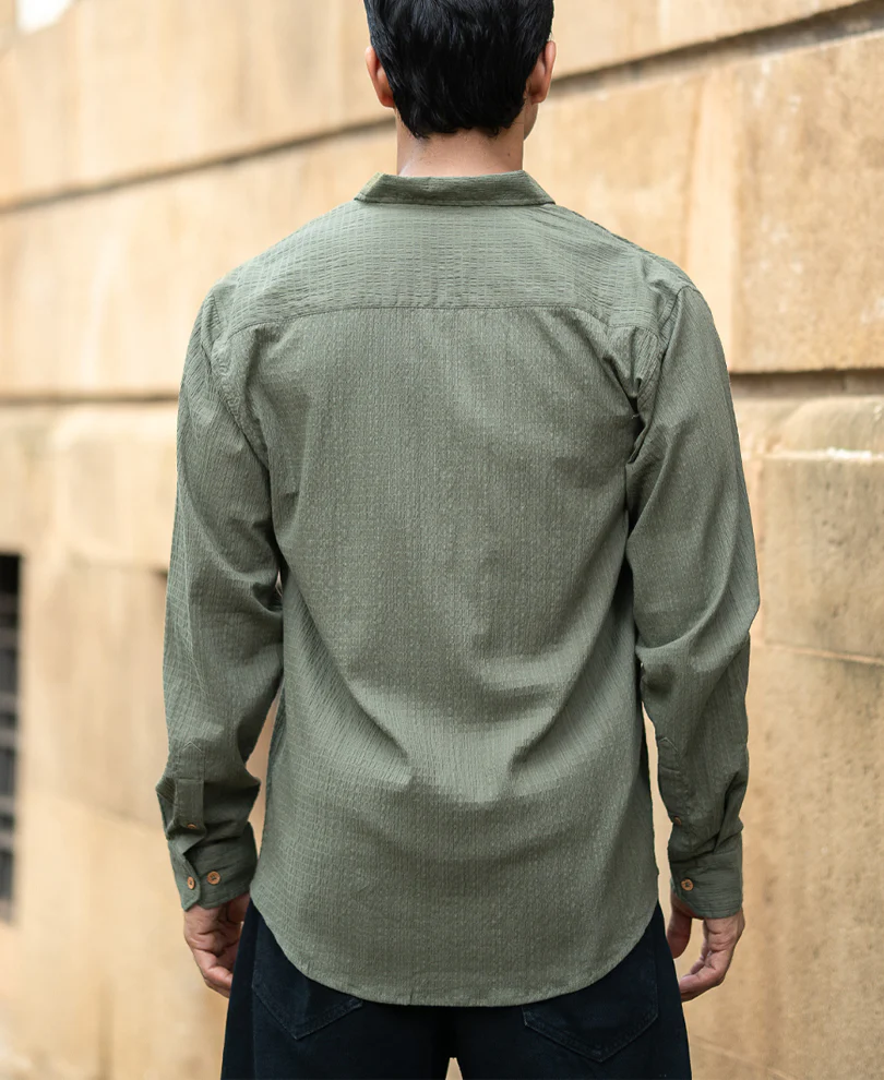 Green Lightweight Structured Shirt - Image 5