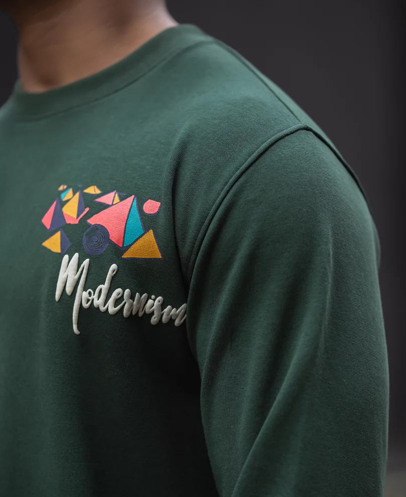 Green Regular Fit Full Sleeves Printed T-Shirt
