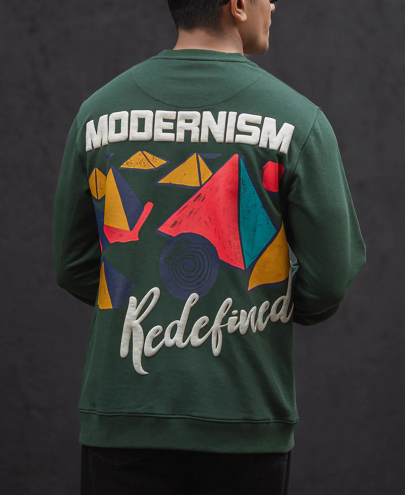 Green Regular Fit Full Sleeves Printed T-Shirt - Image 3