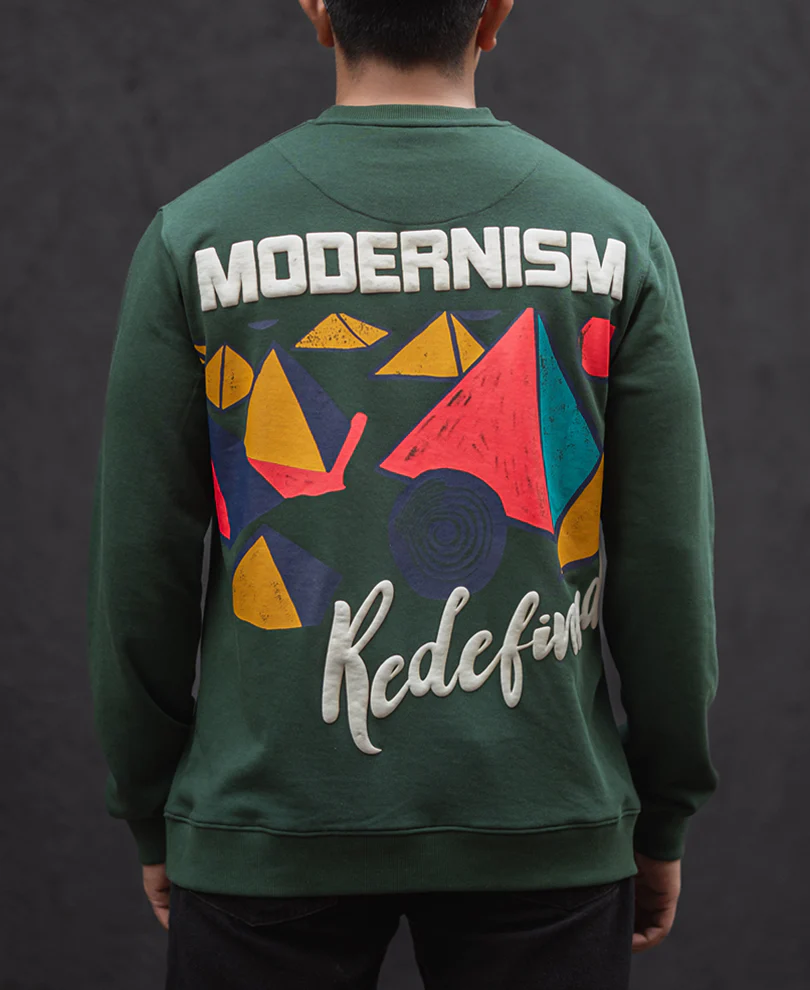 Green Regular Fit Full Sleeves Printed T-Shirt - Image 4