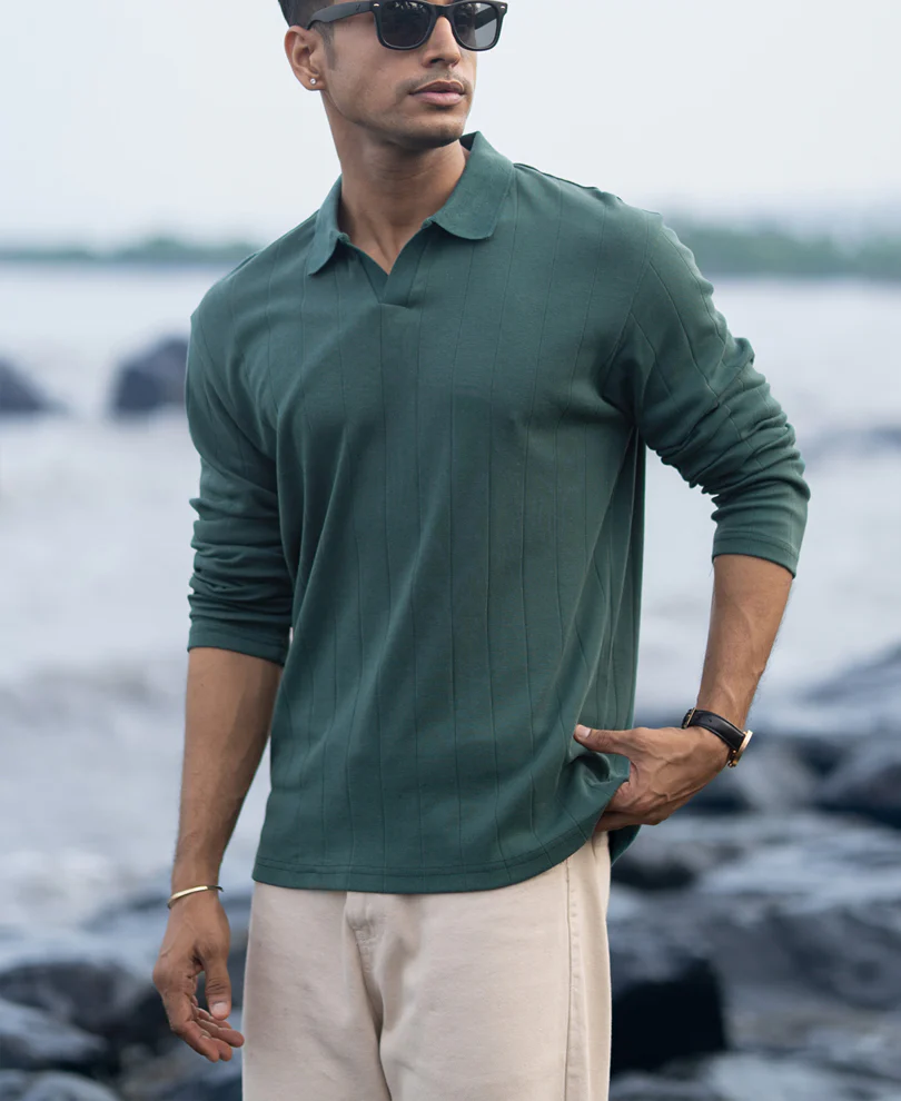 Green Regular Fit Full Sleeves T-Shirt - Image 2