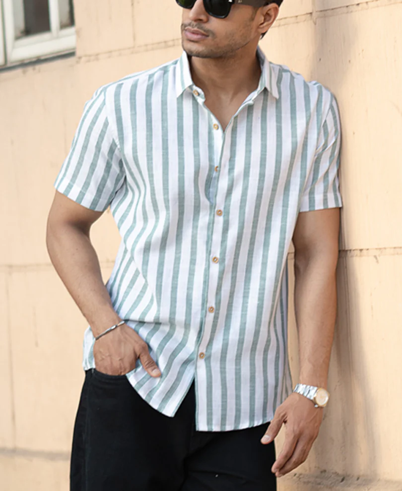 Sage Nautical Stripe Shirt - Image 2