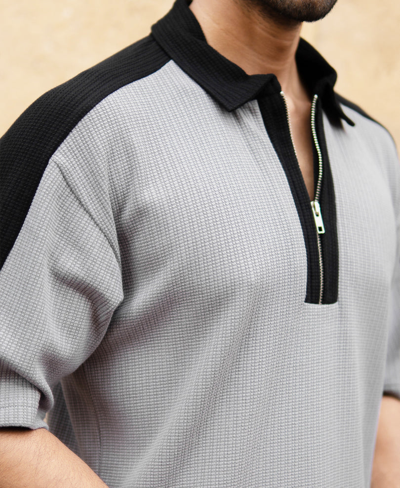 Grey Contrast Panel T-Shirt - Image 4