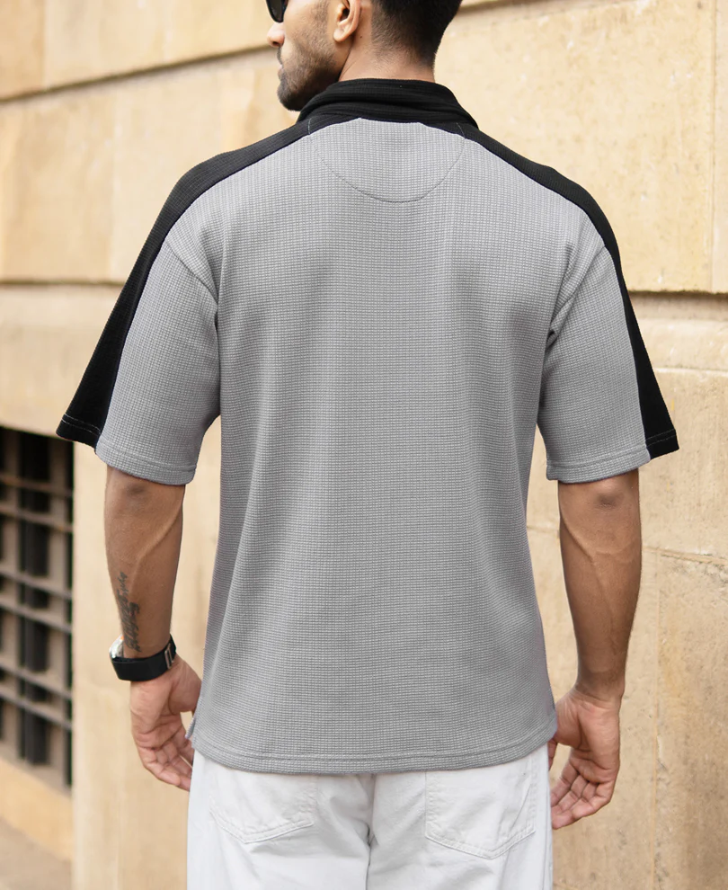 Grey Contrast Panel T-Shirt - Image 5