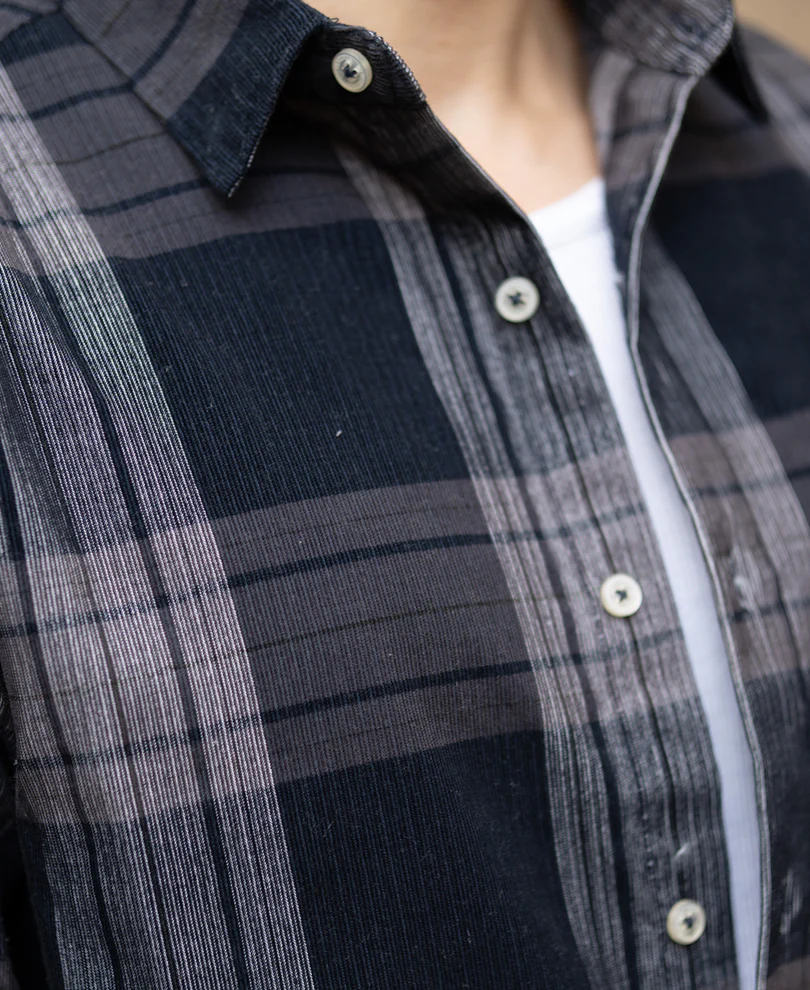 Grey Coudroy Checks Shirt - Image 3
