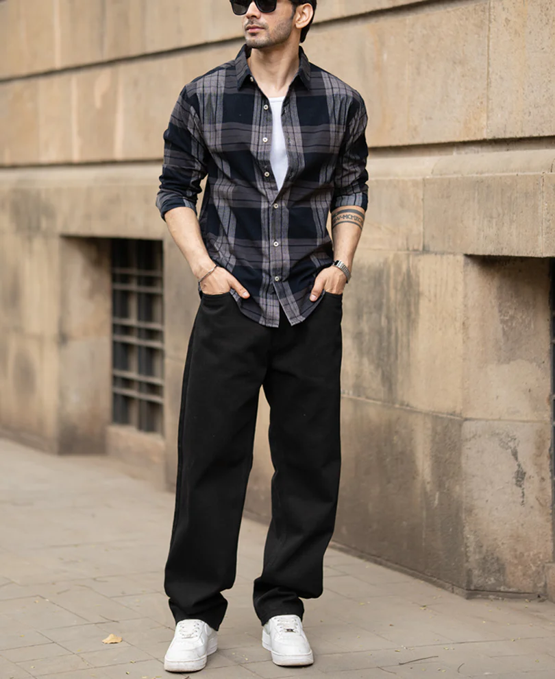 Grey Coudroy Checks Shirt - Image 6