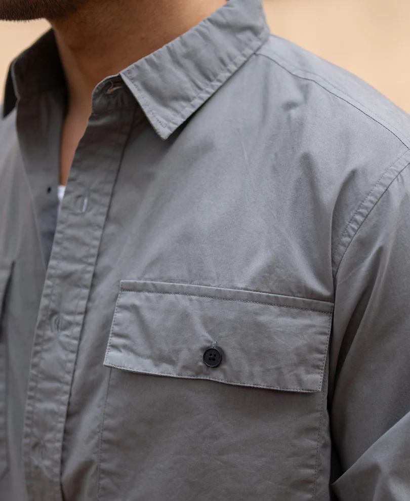 Grey Double Pocket Lightweight Shirt - Image 5