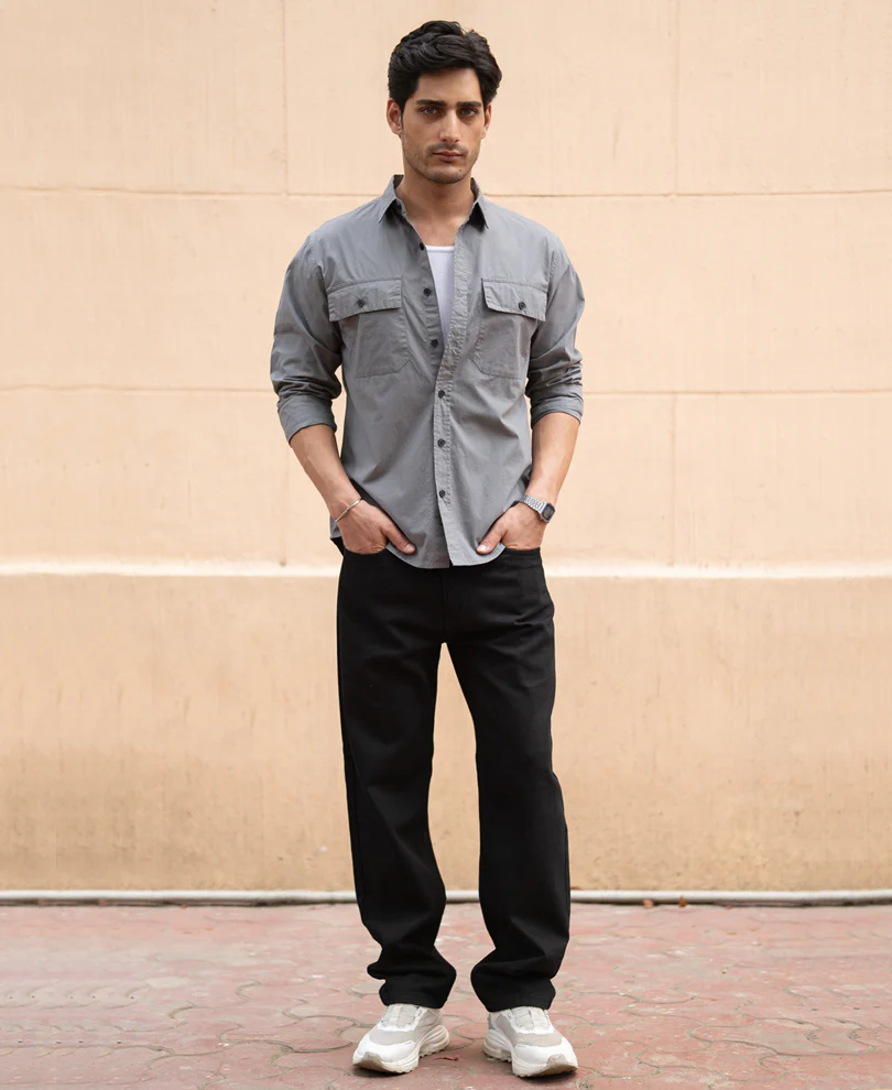 Grey Double Pocket Lightweight Shirt - Image 7
