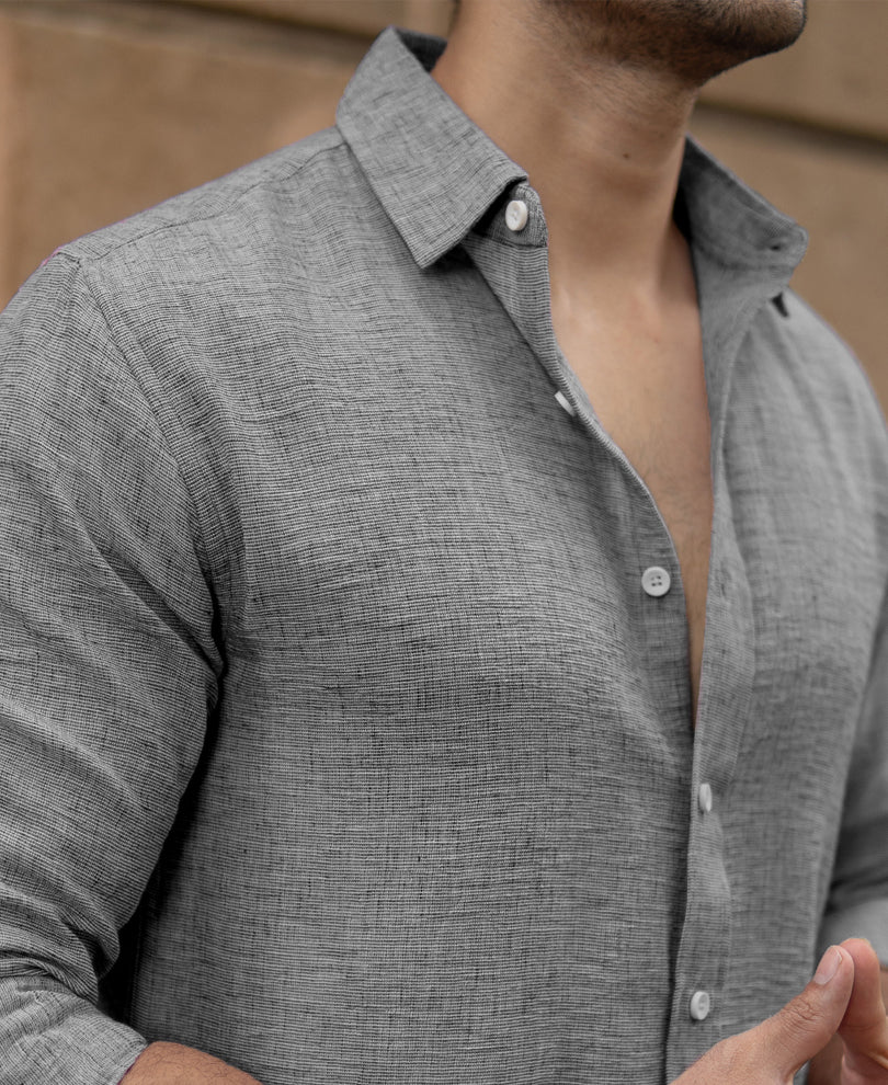 Grey Lightweight Structured Shirt - Image 3