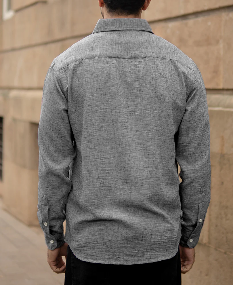 Grey Lightweight Structured Shirt - Image 4