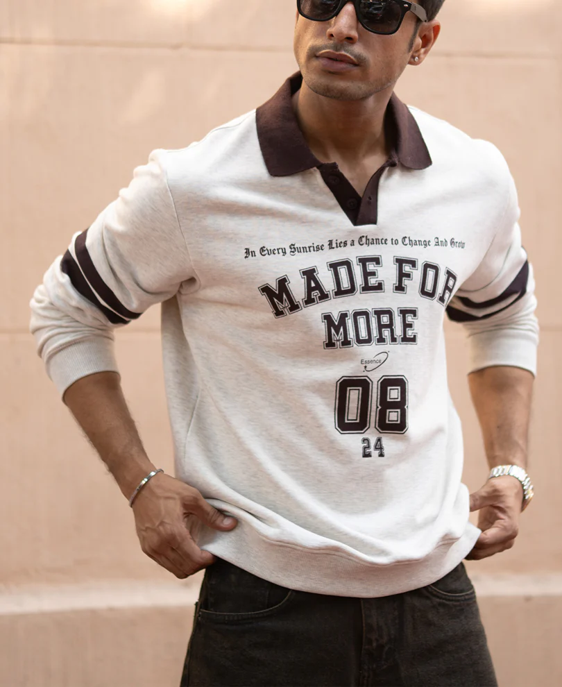 Grey Melange Printed Sweatshirt - Image 2