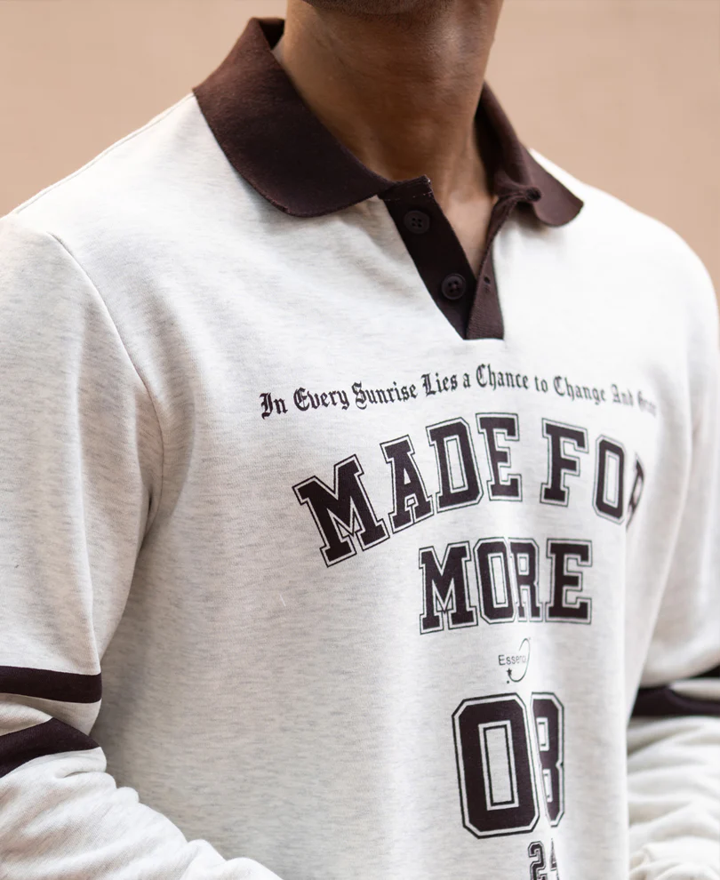 Grey Melange Printed Sweatshirt - Image 3
