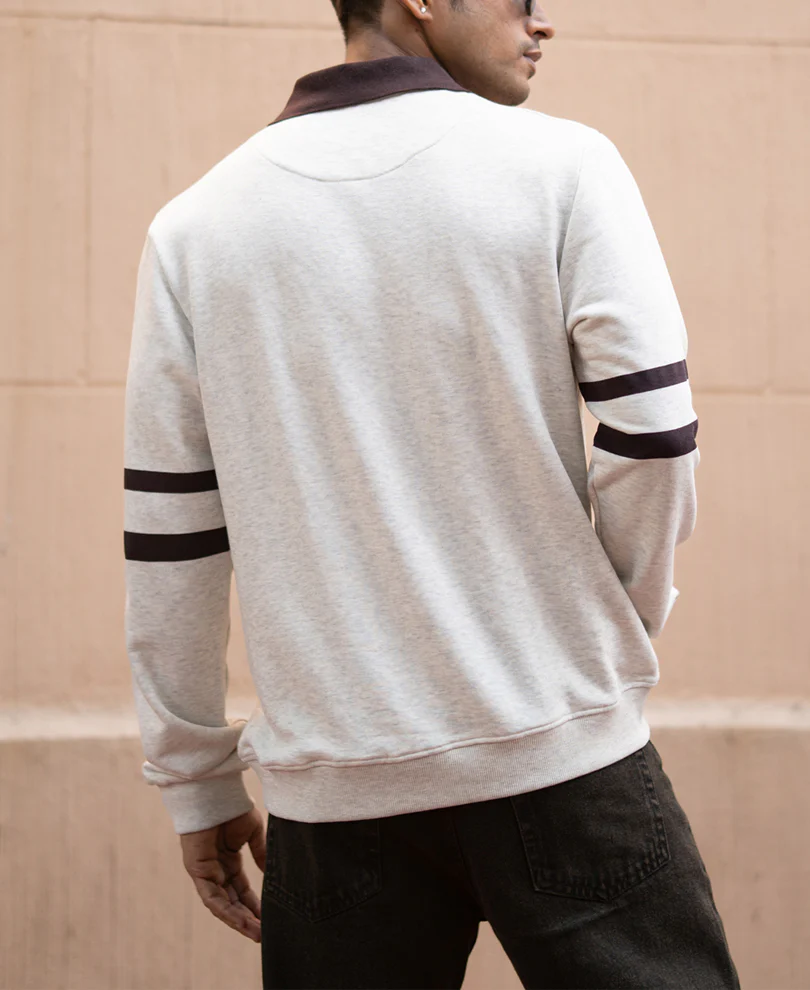 Grey Melange Printed Sweatshirt - Image 5